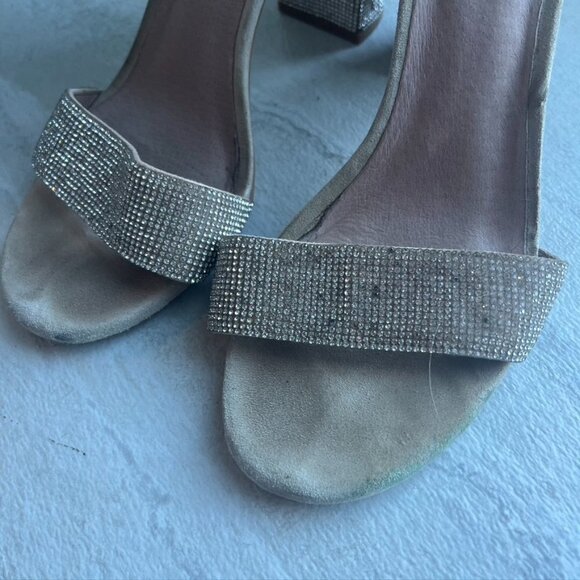 ** Jeffrey Campbell Kassidy Glitter Jeweled Block Heel Sandals 8 - Picture 2 of 12